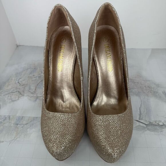 Dream Pairs Shoes - Dream Pairs Elegant Gold Metallic High Heel Platform Dress Pumps Sz 7-Swan 30